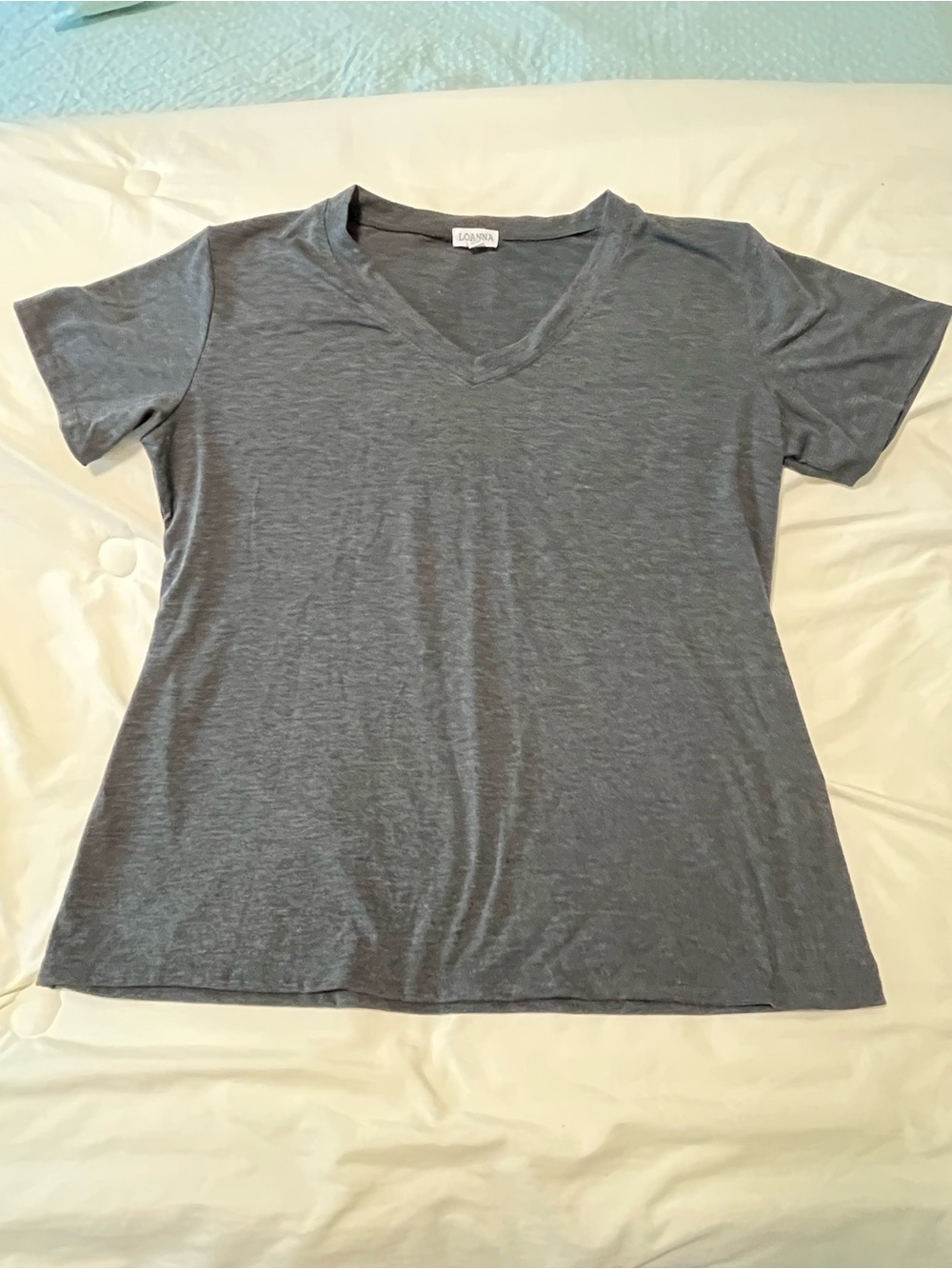 Loanna V-Neck Short Sleeve Tee in Charcoal Gray Size 2X
